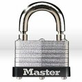 Master Lock Padlock, 1-3/4in. Steel Laminated Padlock Keyed Allike w/ breakaway shackle 500KABRK